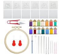 Allazone Punch Needle Kits, Punch Needle Coasters Kit, Punch Embroidery Kit with Felt Yarns Hoop Tools for DIY Coaster Crafts, Sceneries