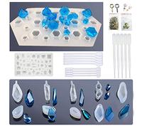 Allazone Silicone Resin Kits Assorted Style, 12 PCS Jewelry Casting Molud, 15 PCS Making Tools, Stud Earring and Eye Screw Pins for Jewelry Craft Making