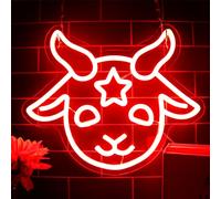Allball Baphomet Neon Sign, Dimmable LED Signs Gothic Satan Sigil Halloween Neon Signs for Wall Decor, Lamb Demons Neon Light Signs, USB Powered for Halloween Home Bedroom Dorm College Party
