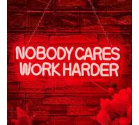 Allball Nobody Cares Work Harder Neon Sign, Motivational Neon Light USB Powered Lnspirational LED Neon Light Wall Art, for Office Study Room Or Gym Teen Bedroom Modern Decor(15.7 * 5.1 In)