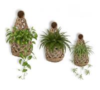 Allbestaye 3 Pack Macrame Hanging Planter Baskets for 3-6" Pots, Handmade Cotton Boho Wall Hanging Plant Holders with 5 Hooks for Houseplants, Space Saving for Living Room Kitchen Bathroom Decor