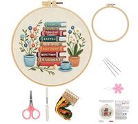 Allbestaye Embroidery Kit for Adult Beginners, Complete Cross Stitch Starter Set with Floral Pattern, Pre-Printed Cloth, Hoops, Threads & Tools, Relaxing DIY Craft Gift