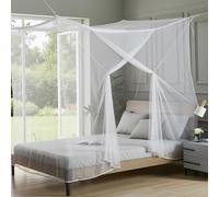 Allbestaye Mosquito Net for Bed, Rectangular Fine Mesh Mosquito Canopy with Single Opening, Lightweight Easy-Install for Bedroom Dorms Camping Travel