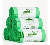 allBIO 8L Extra Thick Compostable Food Waste Kitchen Caddy Liners/Bin Bags - Pack of 150