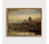 AllBlue Vintage Framed Canvas Wall Art, Retro Decor for Living Room & Bedroom, St Paul's from the River Thames Landscape Print, 8x10