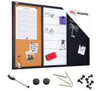 ALLboards 3-In-1 Combi Board: Dry-Erase Magnetic Whiteboard, Magnetic Chalkboard, And Corkboard 90X60 Cm + Free Gift