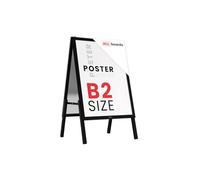 ALLboards B2 size, double-sided, snap frame A-board in a black aluminium frame