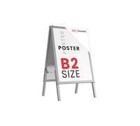 ALLboards B2 size, double-sided, snap frame A-board in a silver aluminium frame
