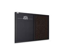 ALLboards Brown Cork Board and Magnetic Chalkboard Combi in Black Frame + a Set of Accessories Included