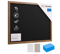 ALLboards Chalkboard with Varnished Wooden Frame 100x80cm, Chalk Writing Board, Blackboard