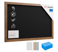 ALLboards Chalkboard with Varnished Wooden Frame 90x60cm, Chalk Writing Board, Blackboard