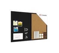 ALLboards Combination Board 2 in 1 Blackboard & Cork Board with 90x60cm Cork and Black Chalkboard Combi Board with Varnished Black Frame