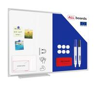 ALLboards Combination Board 2 in 1 Whiteboard & Blue Felt Board with Aluminium Frame 60x40cm, Pin Board Magnetic Board