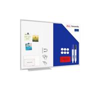 ALLboards Combination Board 2 in 1 Whiteboard & Blue Felt Board with Aluminium Frame 90x60cm, Pin Board Magnetic Board