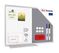 Allboards Combination Board 2 In 1 Whiteboard & Blue Grey Board With Aluminium Frame 60X40Cm, Pin Board Magnetic Board
