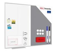 ALLboards Combination Board 2 in 1 Whiteboard & Grey Felt Board with Aluminium Frame 120x90cm, Pin Board Magnetic Board
