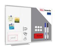 Allboards Combination Board 2 In 1 Whiteboard & Grey Felt Board With Aluminium Frame 90X60Cm, Pin Board Magnetic Board