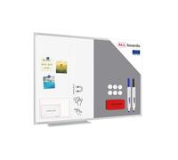 ALLboards Combination Board 2 in 1 Whiteboard & Grey Felt Board with Aluminium Frame 90x60cm, Pin Board Magnetic Board