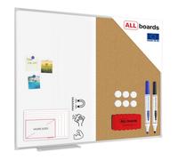 Allboards Combo Whiteboard Dry Erase Magnetic And Cork Notice Board Aluminium Frame 120X90 Cm
