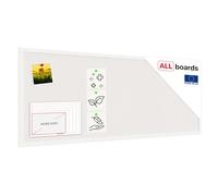 ALLboards Cork noticeboard with White ALLboards Cork Surface, 100×40 cm, Wooden Frame Lacquered in White