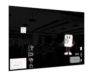 ALLboards Frameless Black Glass Magnetic Board, 150x100cm, Tempered Glass Writing Board