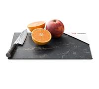 ALLboards Glass Chopping Board 30 × 20 cm - Black Marble Kitchen Board, Protective Panel, Glass Serving Tray Splashback Worktop Saver for Kitchen Hob Protection Hot Cover Heat Resistant