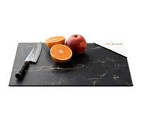 ALLboards Glass Chopping Board 30 × 40 cm - Black Marble Kitchen Board, Protective Panel, Glass Serving Tray Splashback Worktop Saver for Kitchen Hob Protection Hot Cover Heat Resistant