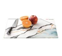 ALLboards Glass Chopping Board 30 × 40 cm - Marble Blue & Gold Kitchen Board, Protective Panel, Glass Serving Tray Splashback Worktop Saver for Kitchen Hob Protection Hot Cover Heat Resistant