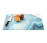 ALLboards Glass Chopping Board 50 × 40 cm - Blue & Gold Kitchen Board, Protective Panel, Glass Serving Tray Splashback Worktop Saver for Kitchen Hob Protection Hot Cover Heat Resistant