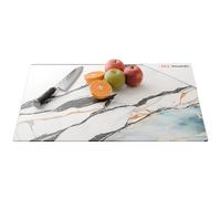 ALLboards Glass Chopping Board/Hob Cover 60 × 52 cm - Marble Blue & Gold Splashback Worktop Saver for Kitchen Hob Protection Hot Cover Heat Resistant