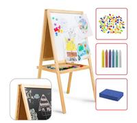 Allboards Kids Double-Sided Chalkboard And Magnetic Whiteboard On Easel 120 Cm, Solid, Thick Frames, Foldable Shelf