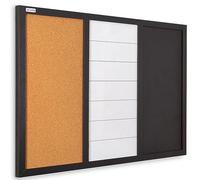 ALLboards Kombitafel 3-in-1 Combination Board: Dry Erase-Magnetic, Magnetic-Chalk, and Cork Board 60×40 cm