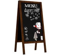 ALLboards Waterproof Pavement Sign with Varnished Wooden Frame 100x50cm, Water Reist Sidewalk Advertising Board Chalkboard A-Frame with Chain Double Sides for Shop Pub Restaurant