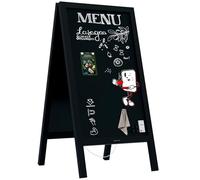 ALLboards Waterproof Pavement Sign with Varnished Black Frame 118x61cm, Sidewalk Advertising Board Chalkboard A-Frame with Chain Double Sides for Shop Pub Restaurant