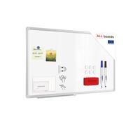 ALLboards Magnetic Whiteboard 80 x 50 cm Magnetic Board with Aluminium Frame Premium Expo and Pen Tray, White Magnetic Board, Dry Wipe Clean, Rewritable White Board