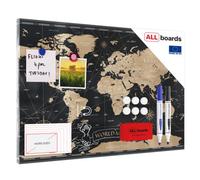 Allboards Metalboard Magnetic Boards World Map 60X40Cm Magnetic Metal Poster With Print On All Types Of Magnets, Wall-Mounted