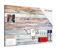 ALLboards METALboards Magnetic Board, Pastel Wooden Planks 60×40 cm + Free Accessories Set