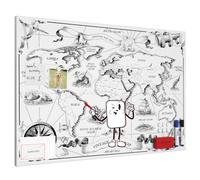 ALLboards METALboards Magnetic Board, Retro World Map 90×60 cm + Free Accessories Set