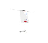 ALLboards Mobile Flipchart with Side Arms and Castors 100x70cm(1000x700mm), Adjustable Height, Magnetic Whiteboard Dry Wipe Surface