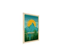 ALLboards Mountainous Landscape with Train, 60x40cm, Framed in Natural Wood