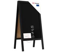 Allboards Pavement Sign With Black Varnished Wooden Frame 100X49,5Cm, Sidewalk Advertising Chalkboard A-Frame With Chain