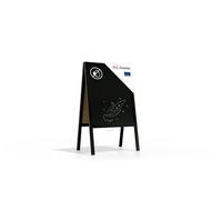 ALLboards Pavement Sign with Black Varnished Wooden Frame 100x50cm, Sidewalk Advertising Board Chalkboard A-Frame with Chain Double Sides for Shop Pub Restaurant