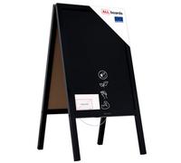 Allboards Pavement Sign With Black Varnished Wooden Frame 118X61Cm, Sidewalk Advertising Board Chalkboard A-Frame With Chain