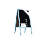 ALLboards Pavement Sign with Blue Varnished Wooden Frame 118x61cm, Sidewalk Advertising Board Chalkboard A-Frame with Chain Double Sides for Shop Pub Restaurant