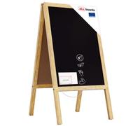 Allboards Pavement Sign With Natural Wooden Frame 118X61Cm, Sidewalk Advertising Board Chalkboard A-Frame