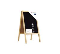 ALLboards Pavement Sign with Natural Wooden Frame 118x61cm, Sidewalk Advertising Board Chalkboard A-Frame with Chain Double Sides for Shop Pub Restaurant
