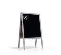 Allboards Pavement Sign With Silver Varnished Wooden Frame 100X60Cm, Sidewalk Advertising Board Chalkboard A-Frame