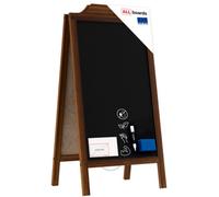 Allboards Pavement Sign With Wave Top Border Wooden Frame 100X49,5Cm, Sidewalk Advertising Board Chalkboard A-Frame