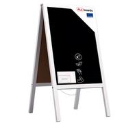 Allboards Pavement Sign With White Varnished Wooden Frame 118X61Cm, Sidewalk Advertising Board Chalkboard A-Frame With Chain