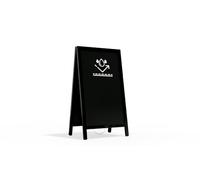 ALLboards Waterproof Pavement Sign with Varnished Black Frame 78x44 cm, Sidewalk Advertising Board Chalkboard A-Frame with Chain Double Sides for Shop Pub Restaurant